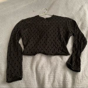 New No Name black crop polka dot blouse